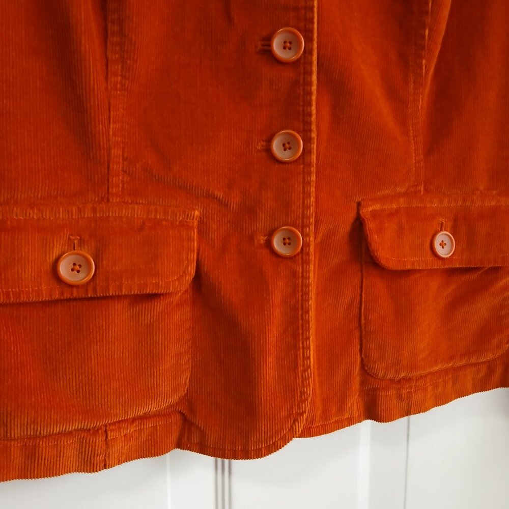 Tangerine Orange Corduroy Jacket by Talbots Size 12 - Picture 3 of 9